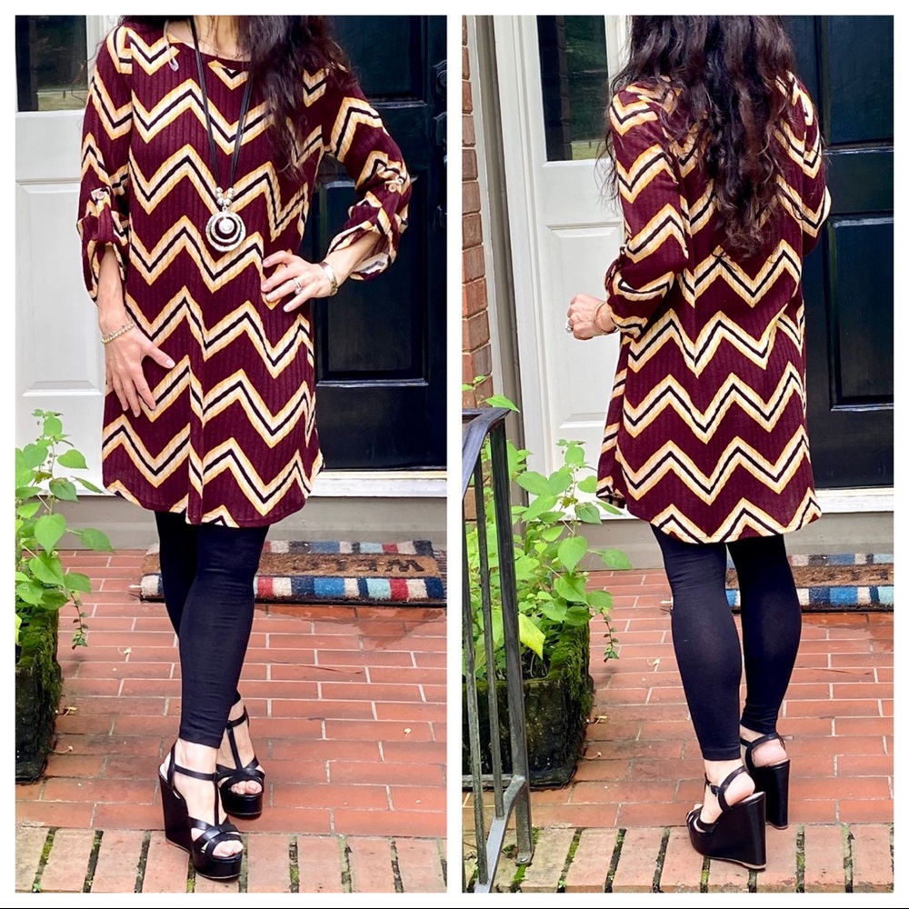 CHEVRON PRINT TUNIC DRESS - Picture 9 of 15